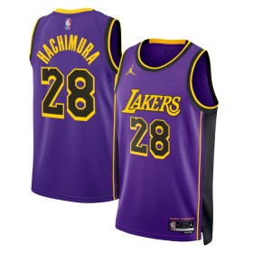 Maillot NBA Los Angeles Lakers Rui Hachimura 28 Jordan 2022-23 Statement Edition Violet Swingman - Homme